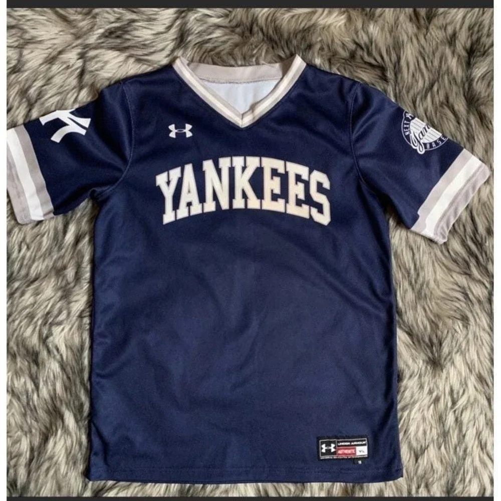 Under Armour youth‎ NY New York Yankees baseball Jersey Top Shirt